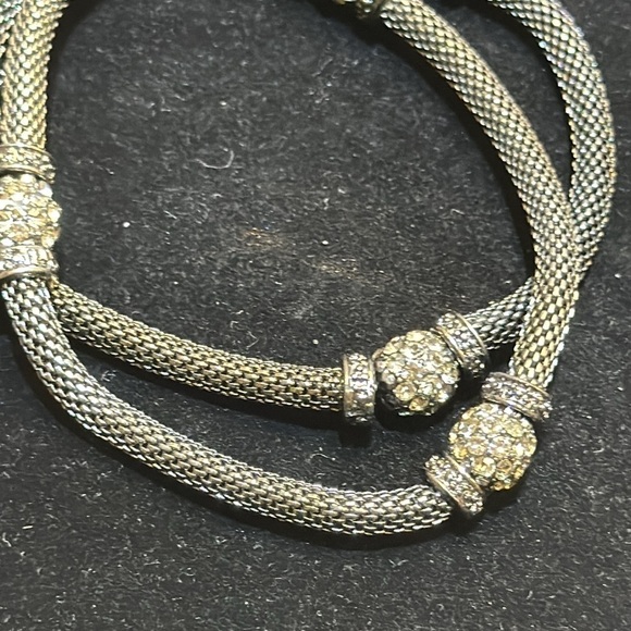 Silver Tone Stretch Rhinestones Bracelets set of two vintage Silpada - Picture 9 of 11